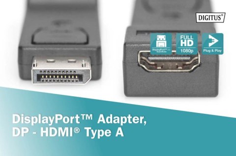 Adapter Displayport 1080p 60Hz FHD Typ DP/HDMI A M/Ż czarny Digitus