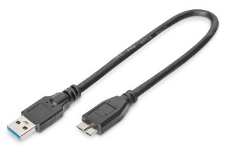 Kabel połączeniowy USB 3.1 Gen.1 SuperSpeed 5Gbps Typ USB A/microUSB B M/M czarny 0,25m Digitus