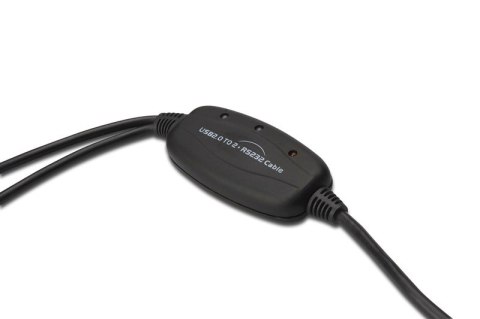 Konwerter/Adapter USB 2.0 do 2x RS232 (DB9) z kablem USB A M/Ż dł. 1,5m Digitus