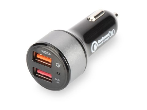 Ładowarka samochodowa Qualcomm Quick Charge 3.0, 2xUSB (3A/2.4A), czarno-srebrna EDNET