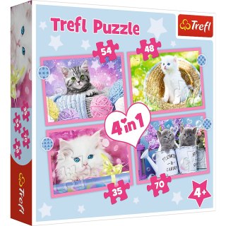 Puzzle - 4w1 (35, 48, 54, 70) - Zabawne kotki - Trefl 34396 Trefl Puzzle