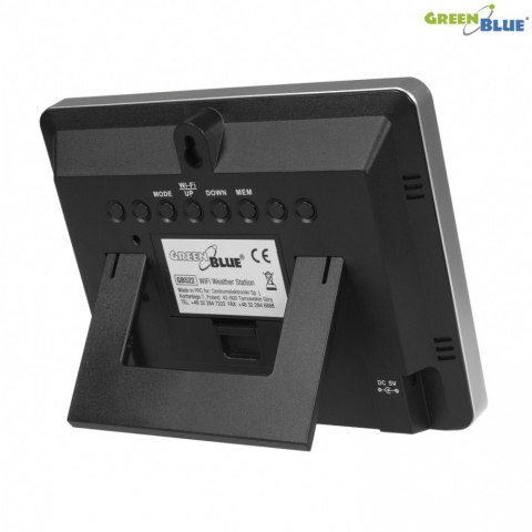 Stacja pogodowa kolorowa WiFi bezprzewodowa GB522 DCF Fazy księżyca GreenBlue