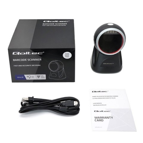 Stacjonarny czytnik kodów kreskowych i QR 1D | 2D Qoltec