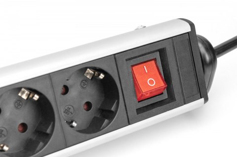 Listwa zasilająca biurowa 45° 6 gniazd, 2xUSB-A 1xUSB-C (5V/3,4A) możliwość obrotu o 180°, aluminiowa, z zaciskiem na blat Digitus