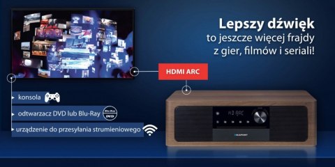 Mikrowieża all-in-one Bluetooth, HDMI ARC, Wejście optyczne CD/MP3/USB/AUX Zegar/ Alarm Blaupunkt