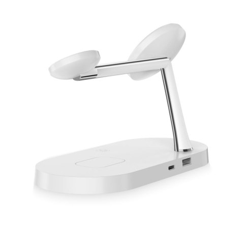 3w1Ładowarka indukcyjna na smartfon słuchawki smartwatch z MagSafe - biała Tech-Protect