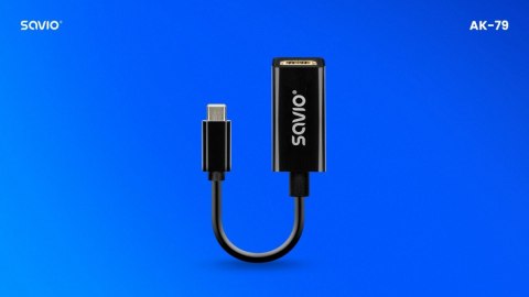 Adapter USB-C (M) - HDMI (F), 4K, 30Hz, plastik, AK-79 Savio