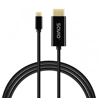 Kabel USB-C do HDMI CL-190 30Hz, 1m plastik Savio