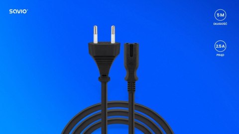 Kabel zasilający 2pin, 5m, CL-185 Savio