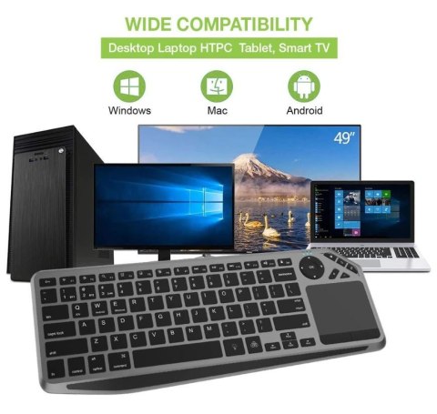 Klawiatura bezprzewodowa BT/RF 2.4GHz touchpad LED Techly