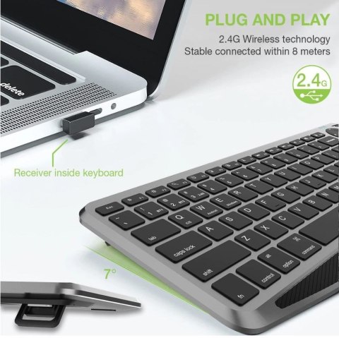 Klawiatura bezprzewodowa BT/RF 2.4GHz touchpad LED Techly