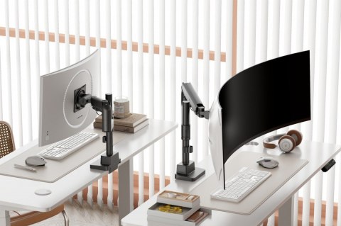 Ramię biurkowe pojedyncze z zaciskiem i sprężyną gazową 1x LCD max. 57" 27kg, VESA: 75x75, 100x100, czarne Digitus