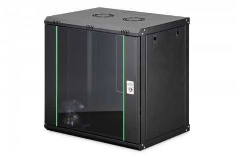 Szafa sieciowa wisząca Dynamic 19" 12U rack 607x600x450mm, drzwi szyba, czarna, niezłożona, 60kg Digitus