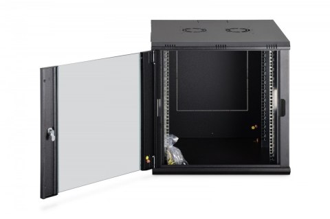 Szafa sieciowa wisząca Dynamic 19" 12U rack 607x600x600mm, drzwi szyba, czarna, niezłożona, 60kg Digitus