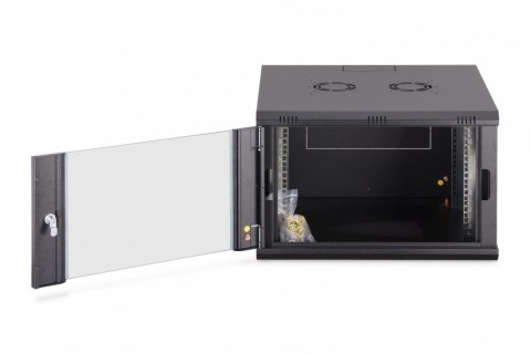 Szafa sieciowa wisząca Dynamic 19" 7U rack 385x600x600mm, drzwi szyba, czarna, niezłożona, 60kg Digitus