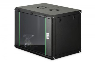 Szafa sieciowa wisząca Dynamic 19" 9U rack 474x600x450mm, drzwi szyba, czarna, niezłożona, 60kg Digitus