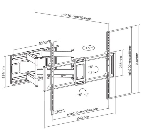 Uchwyt ścienny 60-120 cali 120kg obrotowy Techly