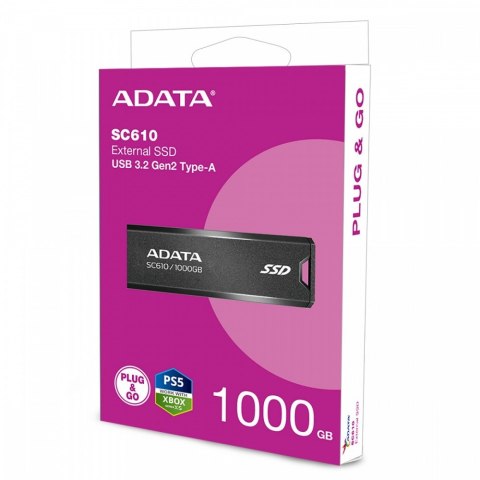 Dysk SSD zewnętrzny SC610 1000 GB USB3.2A Gen2 czarny Adata