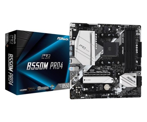 Płyta główna B550M Pro4 AM4 4DDR4 HDMI/DP/D-SUB M.2 mATX ASRock
