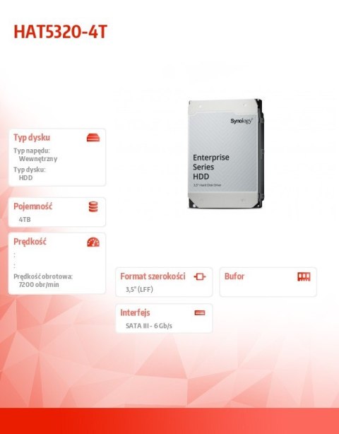 Dysk HDD 4TB SATA 7,2k 3.5 cala HAT5320-4T 5Y Synology