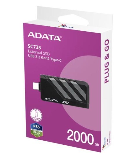 Dysk SSD External SC735 2TB U3.2C 1000/1000MB/s Grey Adata