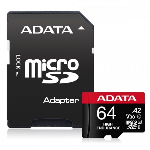 Karta microSD High Endurance 64GB UHS1 U3 V30 A2 100/80MB/s + Adapter Adata