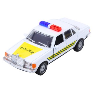 Klasyczny Samochód Policyjny Napęd Metalowy Otwierane Drzwi Biały 1:32 LEAN TOYS