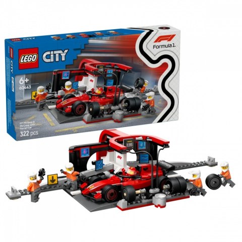 Klocki City 60443 F1 Pit stop i mechanicy z bolidem Ferrari LEGO