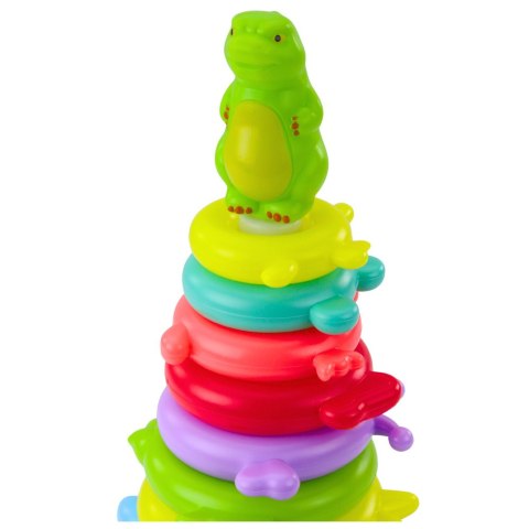 Piramida Edukacyjna Układanka Figurka Dinozaur Naklejki 12 Poziomów LEAN Toys