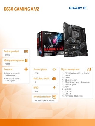 Płyta główna B550 GAMING X V2 AM4 4DDR4 HDMI/DVI M.2 ATX Gigabyte