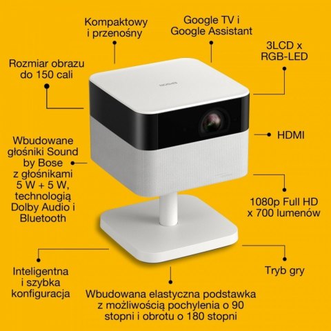 Projektor mini laser EF-71 biały z podstawą FHD/700L/5m:1 Epson
