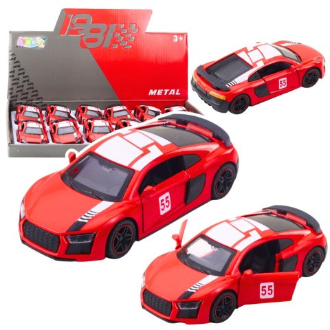 Samochód Sportowy Metalowy Napęd Pull Back Światła Dźwięki Czerwony 1:43 LEAN TOYS