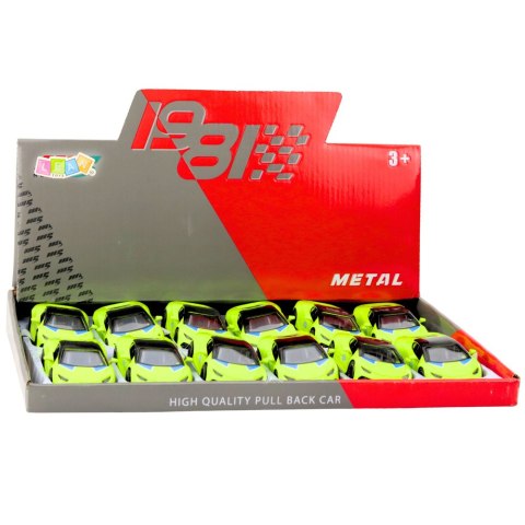 Samochód Sportowy Napęd Pull Back Metalowy Neonowy Zielony 1:43 LEAN TOYS