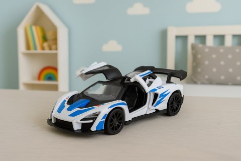 Samochód Sportowy Wyścigowy Metalowy Napęd Otwierane Drzwi Biały 1:32 LEAN TOYS