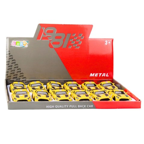 Samochód Wyścigowy Metalowy Napęd Otwierane Drzwi Żółty 1:43 LEAN TOYS