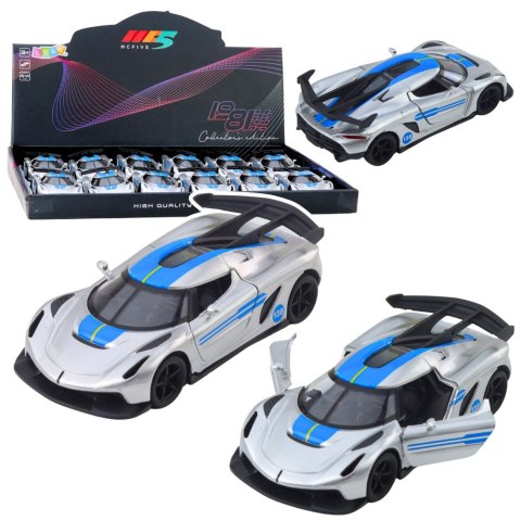 Samochód Wyścigowy Sportowy Metalowy Napęd Otwierane Drzwi Srebrny 1:32 LEAN TOYS