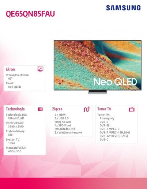 Telewizor Neo QLED 65 cali QE65QN85FAUXXH Samsung