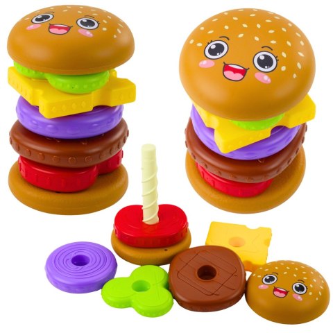 Układanka Piramida Hamburger Dla Dzieci Kolorowy 7 el. LEAN TOYS