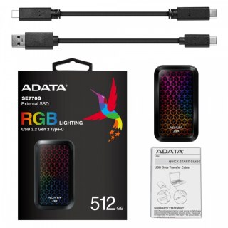 Dysk zewnętrzny SSD SE770 512GB USB3.2-A/C RGB Adata
