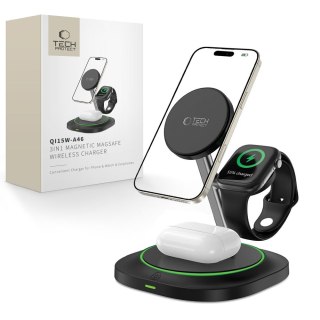 Ładowarka indukcyjna 3w1 do smartfona smartwatcha słuchawek Magnetic MagSafe - czarna Tech-Protect