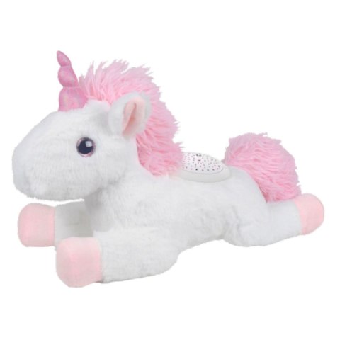 Pluszowy Jednorożec Usypiająca Przytulanka Projektor Dźwięk Biały LEAN Toys