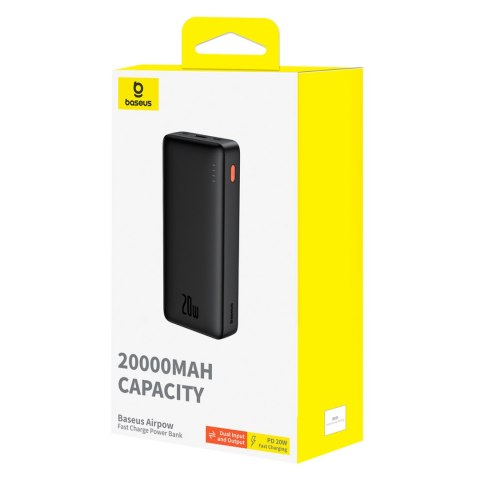 Powerbank 20000mAh Airpow 20W z kablem USB-A - USB-C 50cm - czarny BASEUS