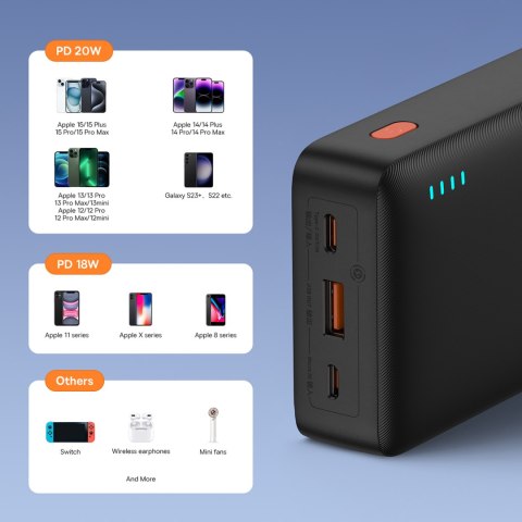 Powerbank 20000mAh Airpow 20W z kablem USB-A - USB-C 50cm - czarny BASEUS