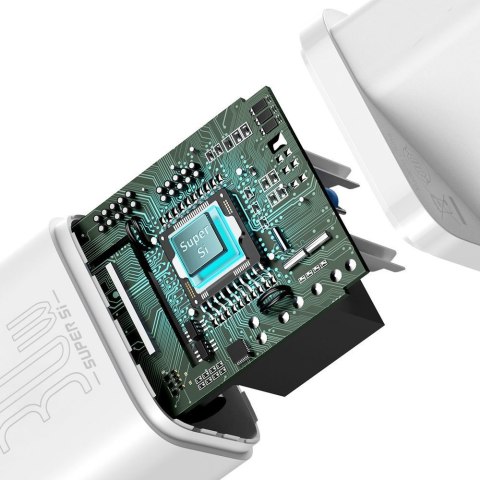 Super szybka ładowarka sieciowa Si 1C USB-C 30W PD QC biały BASEUS