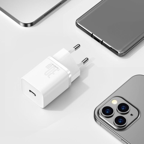 Super szybka ładowarka sieciowa Si 1C USB-C 30W PD QC biały BASEUS