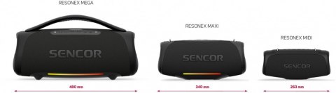 Głośnik bluetooth Resonex Mega Moc 190W, IPX7, TWS(99szt.), LED Sencor
