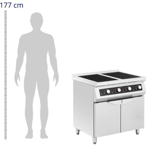 Kuchnia indukcyjna wolnostojąca z szafką 4 palniki 400 V 17000 W Royal Catering