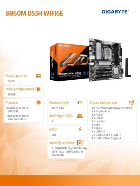 Płyta główna B860M DS3H WIFI6E Gigabyte