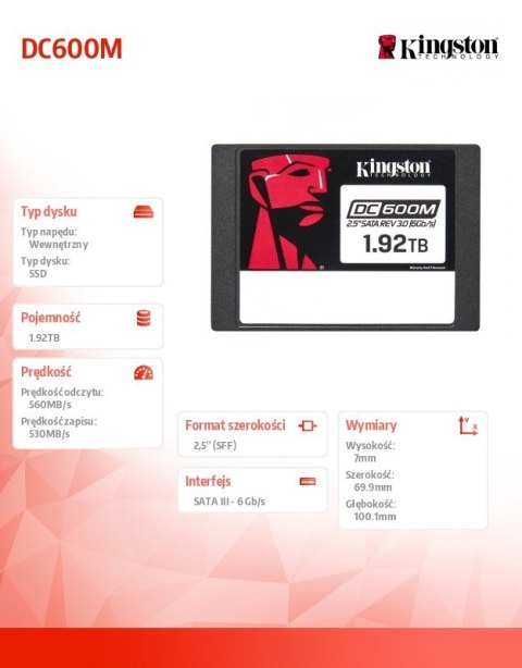 Dysk SSD DC600M 1920GB Kingston