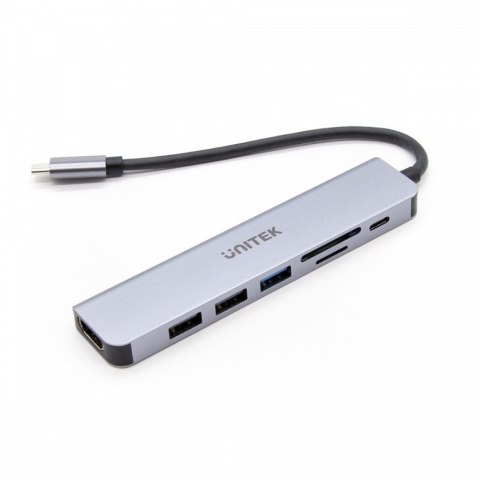 HUB USB-C 7w1 Aluminium PD 100W ; 5 Gbps ; HDMI 4K Unitek